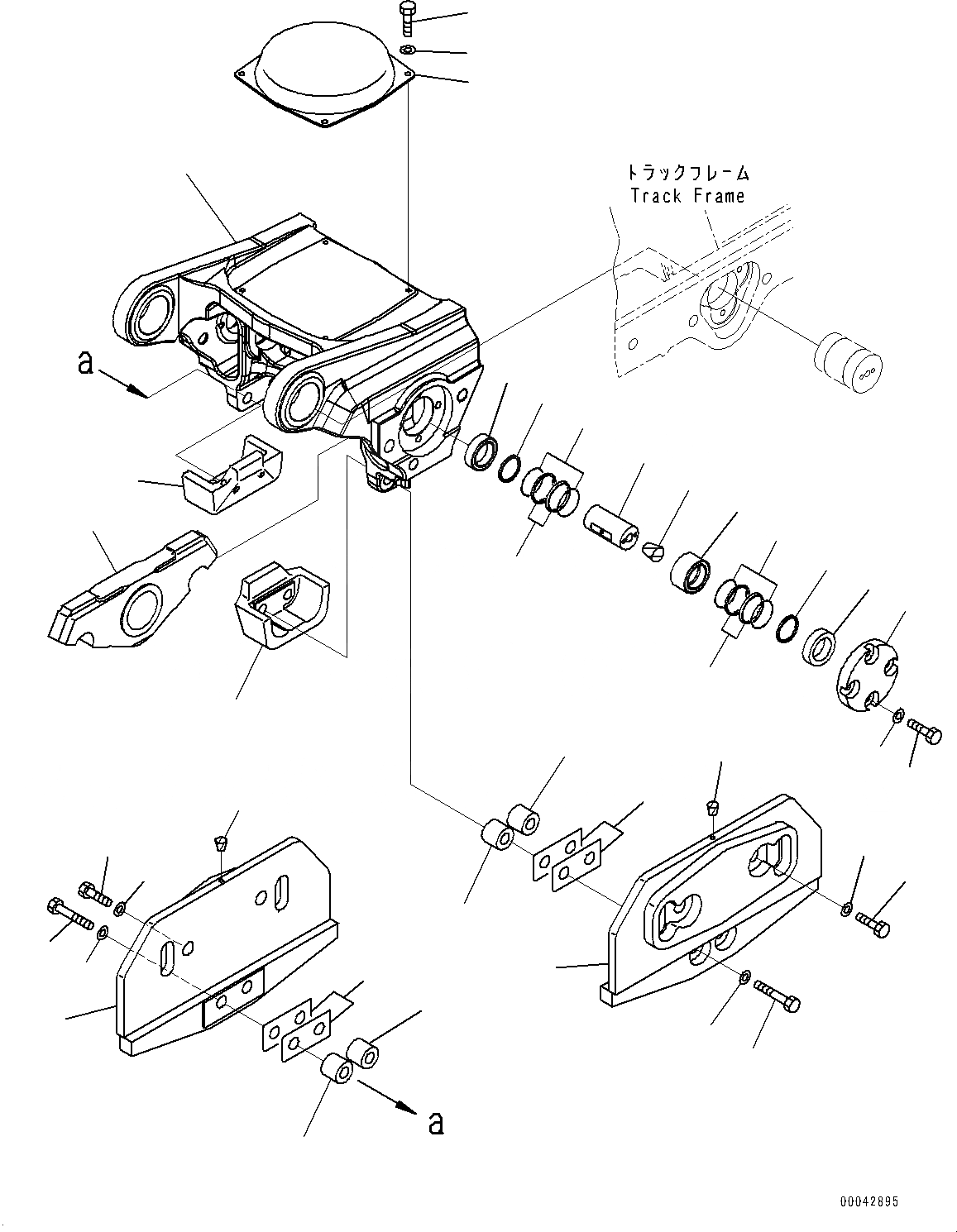 Схема запчастей Komatsu D275A-5R - ГУСЕНИЧНАЯ РАМА, ЗАДН. ТЕЛЕЖКА, ПРАВ. (№-8) ГУСЕНИЧНАЯ РАМА, С ПОЛН. LENGTH ЗАЩИТА ОПОРНЫХ КАТКОВ, ДЛЯ ОТВАЛ С ДВОЙН. ПЕРЕКОСОМ