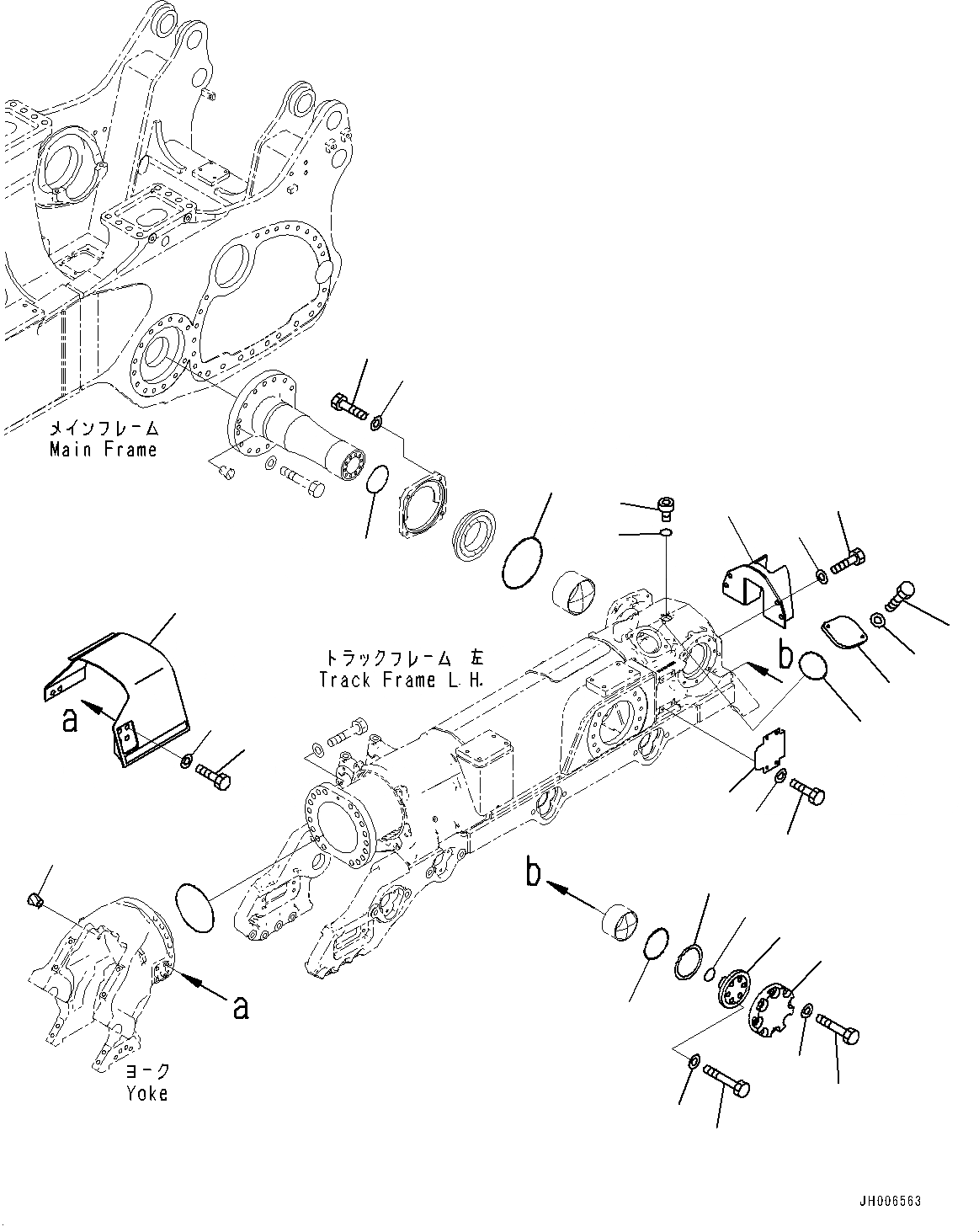 Схема запчастей Komatsu D275A-5R - ГУСЕНИЧНАЯ РАМА, COVER, ЛЕВ. (№-) ГУСЕНИЧНАЯ РАМА, С ПОЛН. LENGTH ЗАЩИТА ОПОРНЫХ КАТКОВ