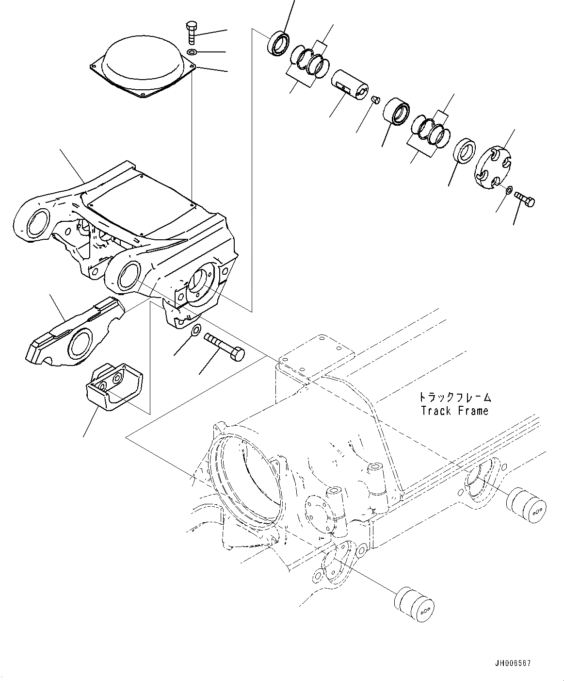 Схема запчастей Komatsu D275A-5R - ГУСЕНИЧНАЯ РАМА, ТЕЛЕЖКА, 2 И 3, ПРАВ. (№-) ГУСЕНИЧНАЯ РАМА, С ЗАЩИТА ОПОРНЫХ КАТКОВ