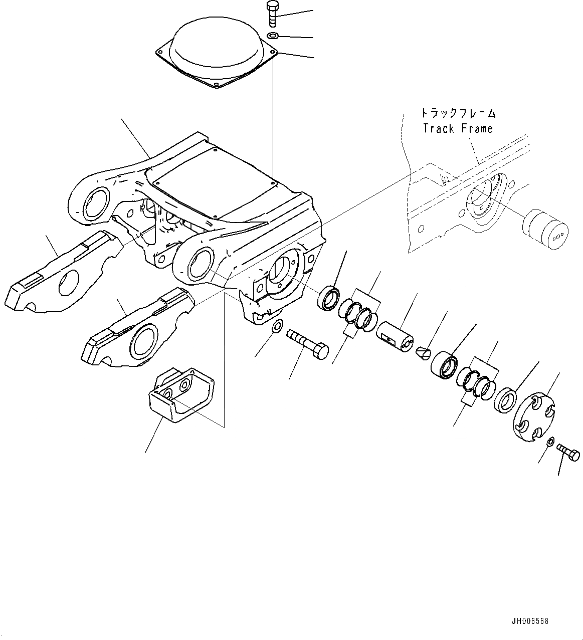 Схема запчастей Komatsu D275A-5R - ГУСЕНИЧНАЯ РАМА, ЗАДН. ТЕЛЕЖКА, ПРАВ. (№-) ГУСЕНИЧНАЯ РАМА, С ЗАЩИТА ОПОРНЫХ КАТКОВ, ДЛЯ ОТВАЛ С ДВОЙН. ПЕРЕКОСОМ