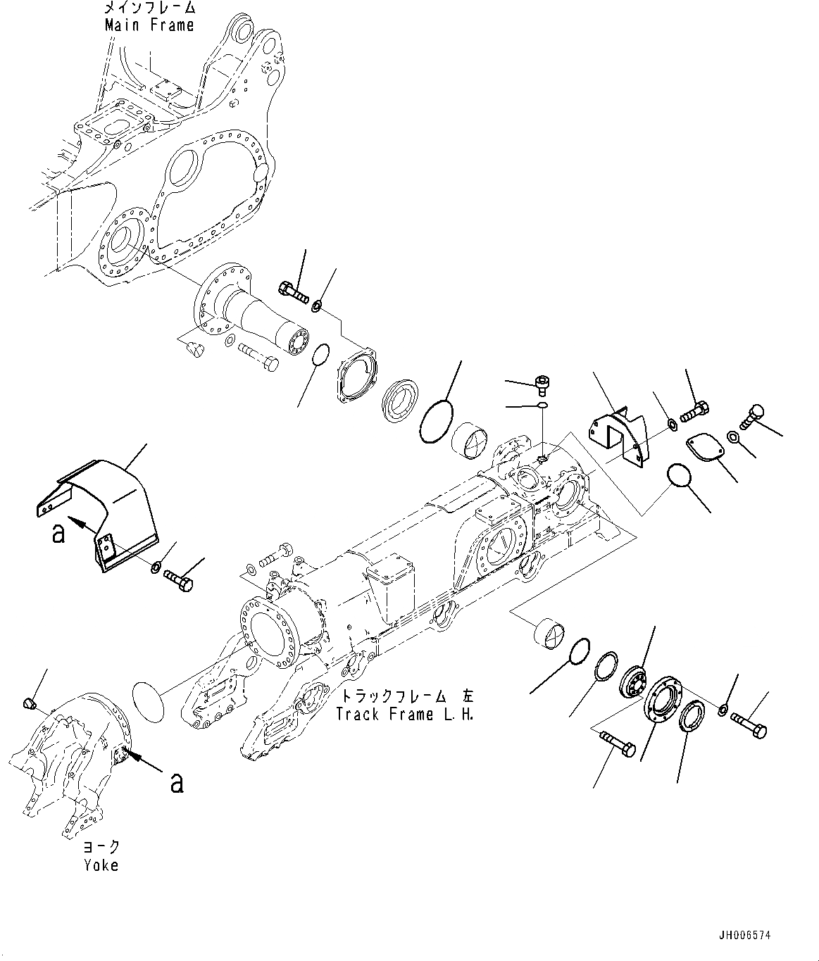 Схема запчастей Komatsu D275A-5R - ГУСЕНИЧНАЯ РАМА, COVER, ЛЕВ. (№-) ГУСЕНИЧНАЯ РАМА, С ЗАЩИТА ОПОРНЫХ КАТКОВ, ДЛЯ ОТВАЛ С ДВОЙН. ПЕРЕКОСОМ