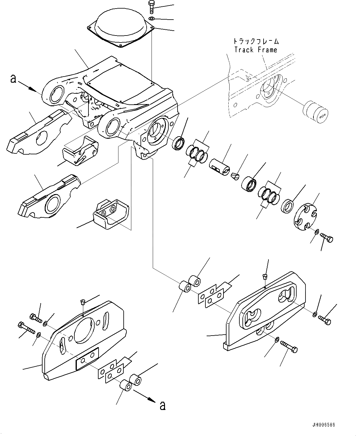 Схема запчастей Komatsu D275A-5R - ГУСЕНИЧНАЯ РАМА, ЗАДН. ТЕЛЕЖКА, ПРАВ. (№-) ГУСЕНИЧНАЯ РАМА, С ПОЛН. LENGTH ЗАЩИТА ОПОРНЫХ КАТКОВ, ДЛЯ ОТВАЛ С ДВОЙН. ПЕРЕКОСОМ