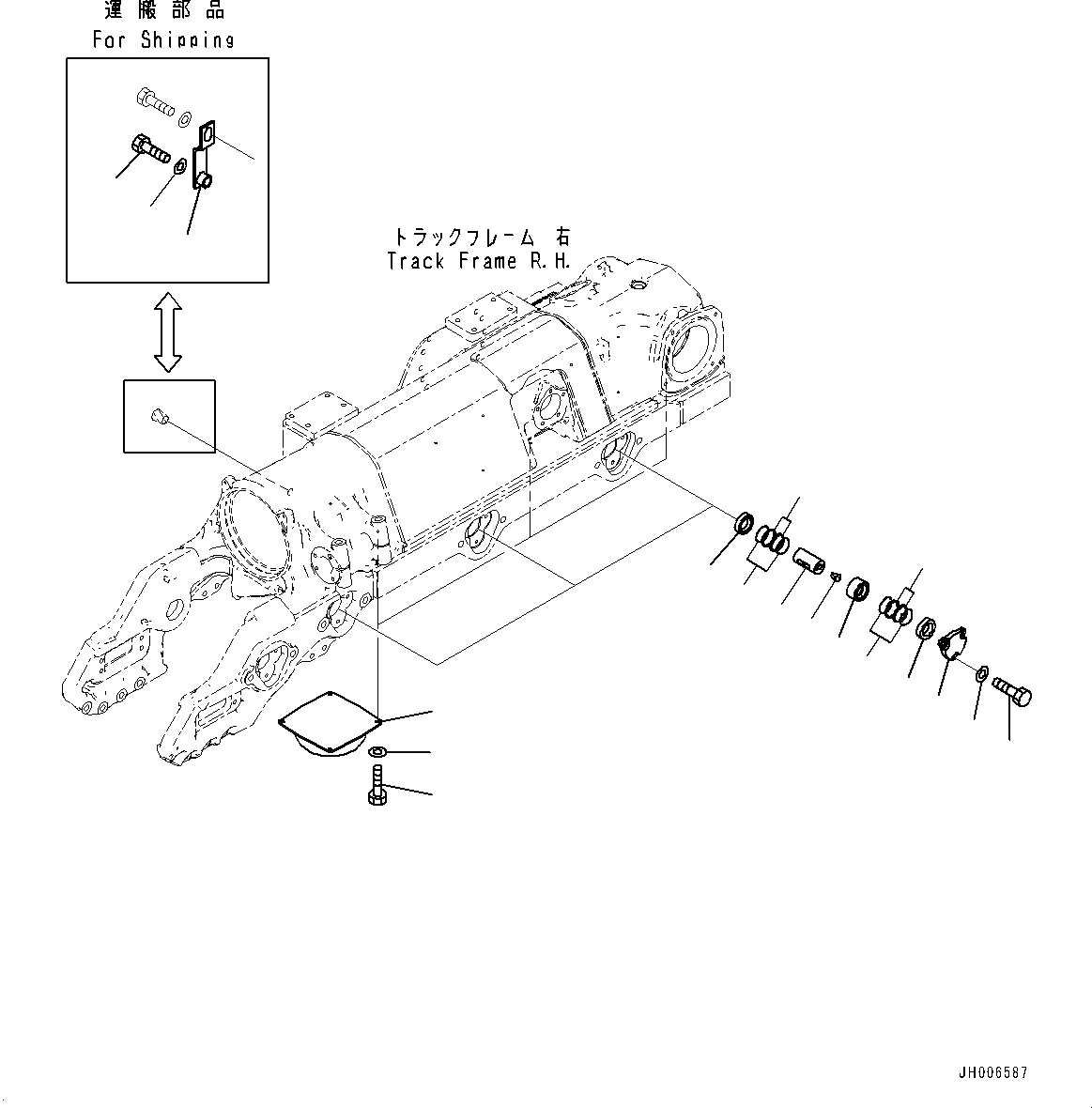 Схема запчастей Komatsu D275A-5R - ГУСЕНИЧНАЯ РАМА, CARTRIDGE ПАЛЕЦ, ПРАВ. (/) (№-) ГУСЕНИЧНАЯ РАМА, С ПОЛН. LENGTH ЗАЩИТА ОПОРНЫХ КАТКОВ