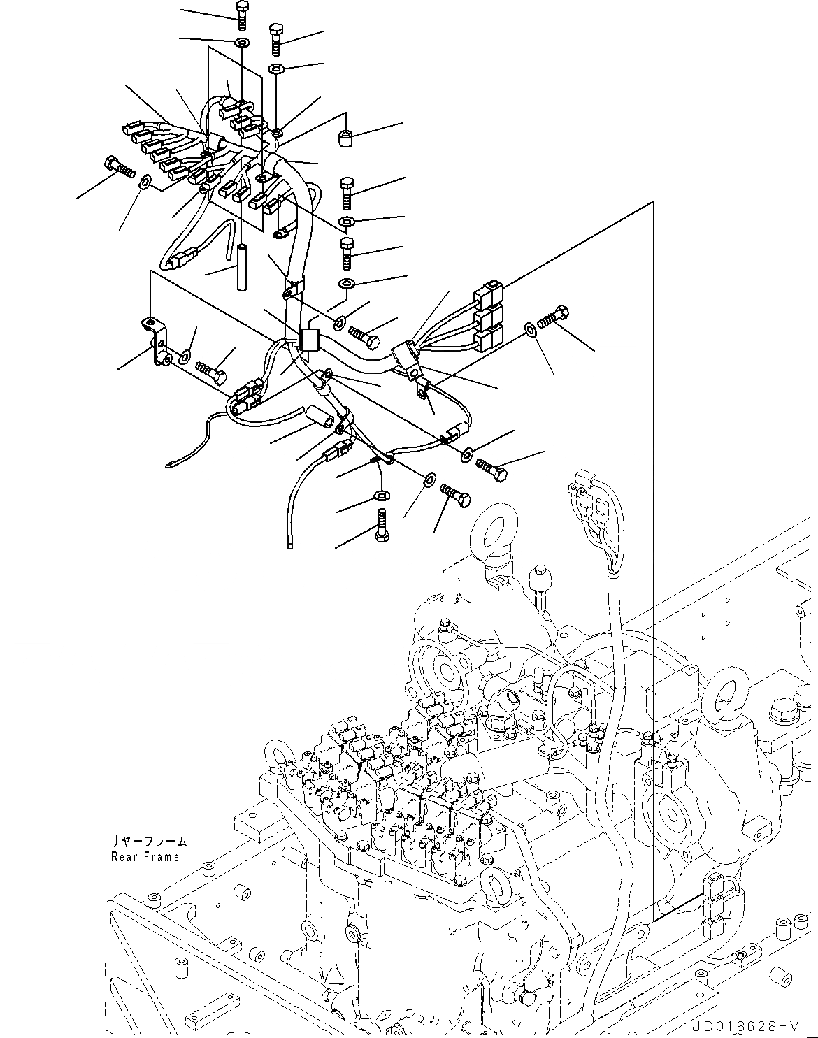 Схема запчастей Komatsu GD555-5 - ЗАДН. ПРОВОДКА, ТРАНСМИССИЯ ПРОВОДКА (№-) ЗАДН. ПРОВОДКА