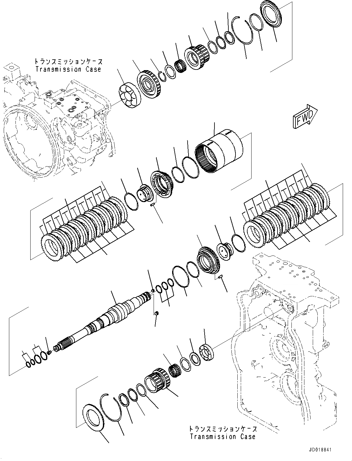 Схема запчастей Komatsu GD555-5 - ТРАНСМИССИЯ, ПЕРЕД. НИЗ. SPEED И РЕВЕРС МУФТА (№-) ТРАНСМИССИЯ