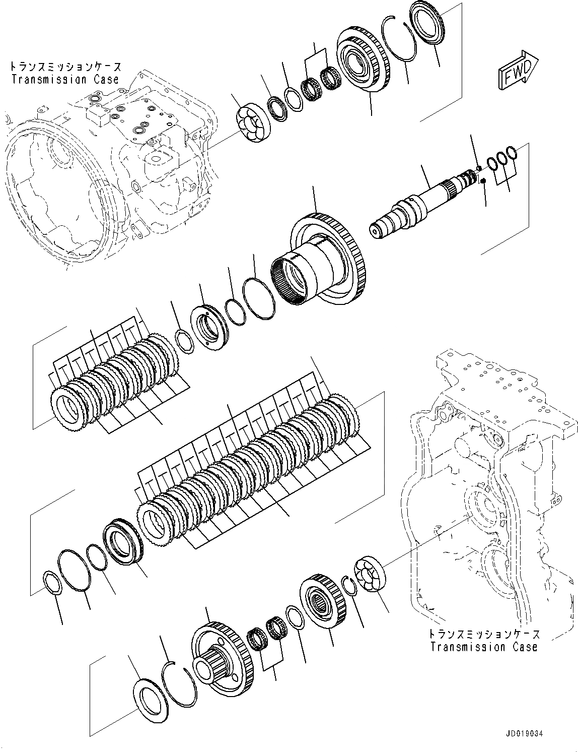 Схема запчастей Komatsu GD555-5 - ТРАНСМИССИЯ, 2 И 3 КОЖУХ (№-) ТРАНСМИССИЯ