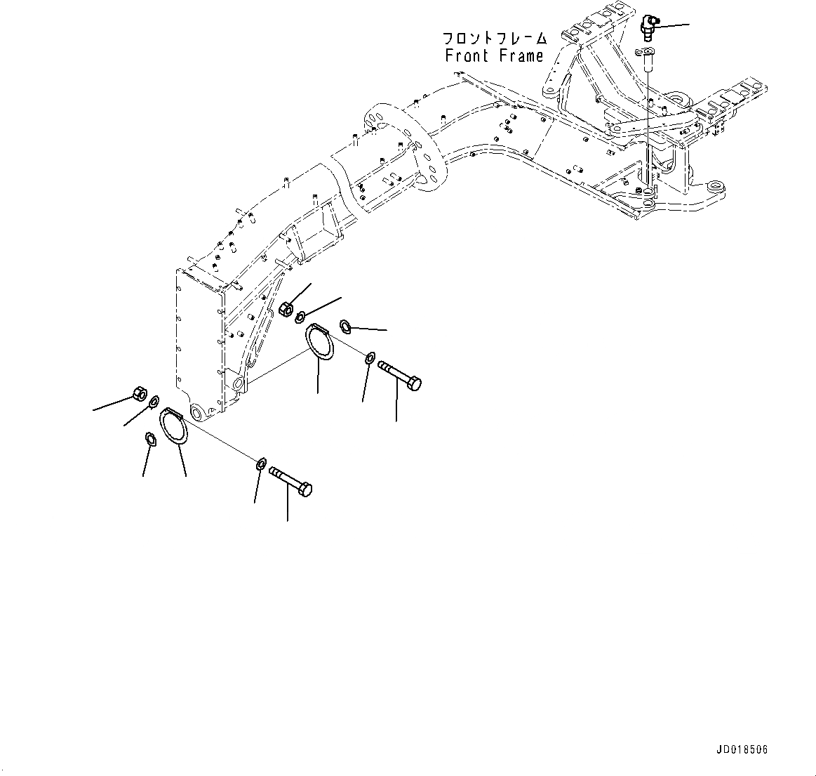 Схема запчастей Komatsu GD555-5 - ПЕРЕДНИЙ МОСТ, КОМПОНЕНТЫ (№-) ПЕРЕДНИЙ МОСТ, С ЦИЛИНДР РУЛЕВ. УПР-Я ЧАСТИ КОРПУСА