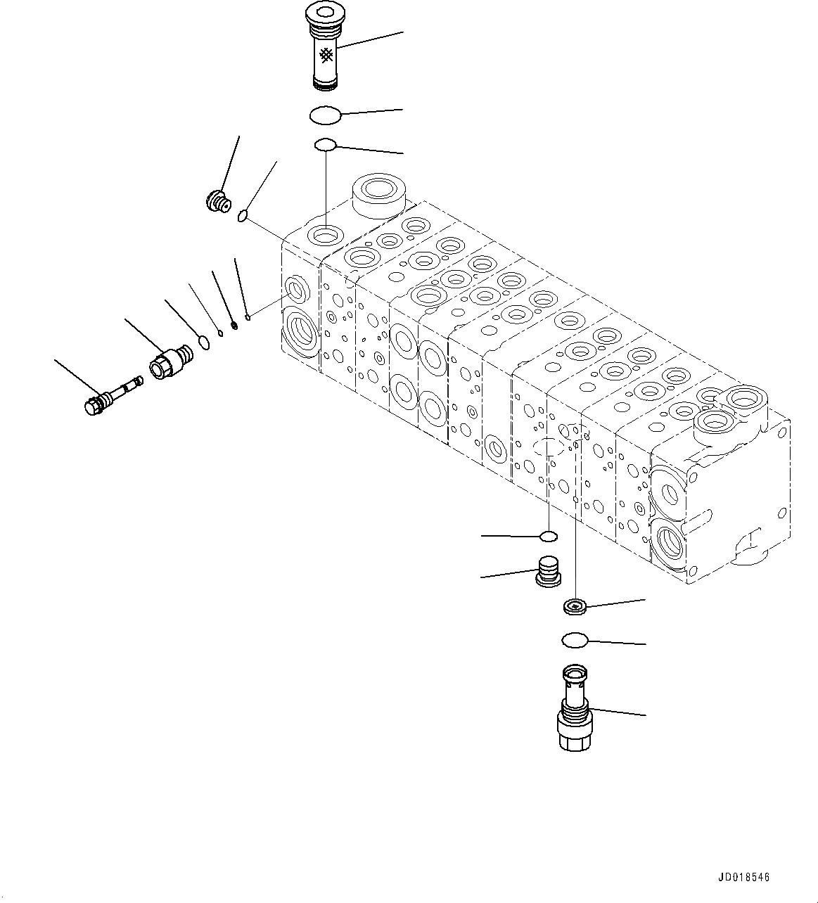 Схема запчастей Komatsu GD555-5 - УПРАВЛЯЮЩ. КЛАПАН, 9-КЛАПАН (/) (№-) УПРАВЛЯЮЩ. КЛАПАН, С 9 СЕКЦ. КЛАПАН