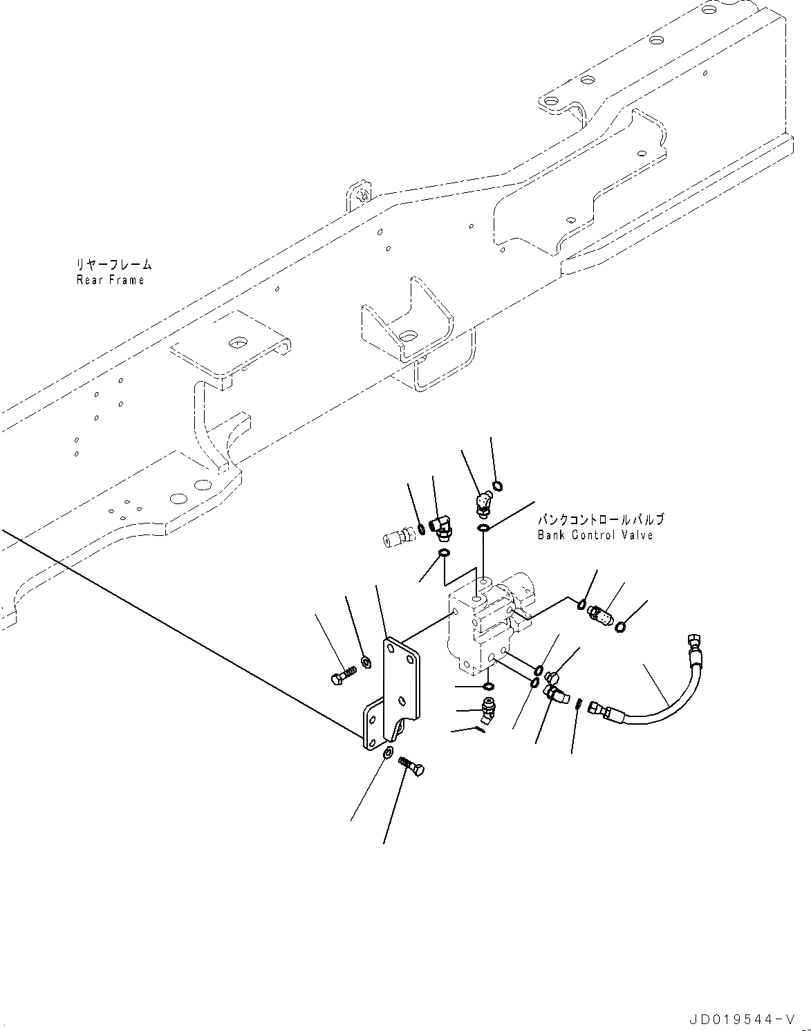 Схема запчастей Komatsu GD555-5 - ГИДРОЛИНИЯ, ЗАГРУЗОЧН. КЛАПАН ТРУБЫ (№-) ГИДРОЛИНИЯ, С D MACHINE УПРАВЛ-Е, СЕКЦ. КЛАПАН, ЗАДН. МОСТ, бЛОК. ДИФФЕРЕНЦИАЛА ТИП