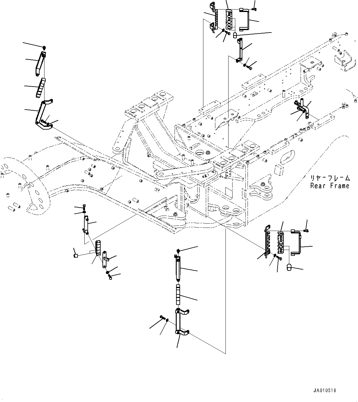 Схема запчастей Komatsu GD555-5 - ГИДРОЛИНИЯ, КРЕПЛЕНИЕ ШЛАНГОВ (№-) ГИДРОЛИНИЯ, ДЛЯ INDIA CMVR REGULATION ARRANGEMENT