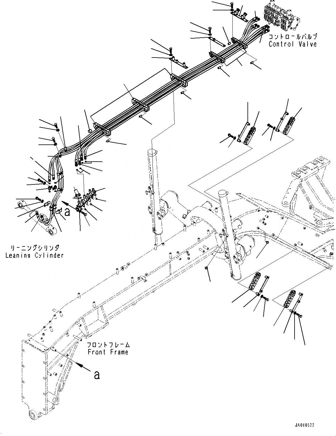 Схема запчастей Komatsu GD555-5 - ПЕРЕДН. ГИДРОЛИНИЯ, ПЕРЕДН. ТРУБЫ (№-) ПЕРЕДН. ГИДРОЛИНИЯ, С SCARIFIER, ПЕРЕДН., -SHANKS И TOOTH, БЕЗ ОТВАЛ TIP УПРАВЛ-Е