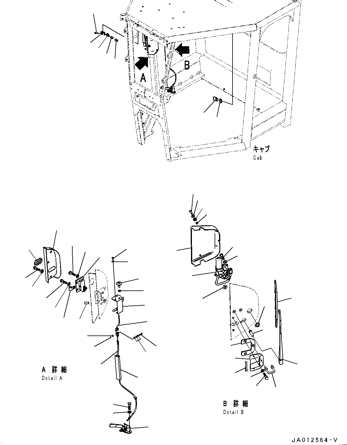 Схема запчастей Komatsu GD555-5 - КАБИНА ROPS, ДВЕРЬ ФИКСАТОР ОТКРЫТИЯ, ПРАВ. (№7-) КАБИНА ROPS, С НИЗ. HEIGHT, БЕЗ KOMTRAX