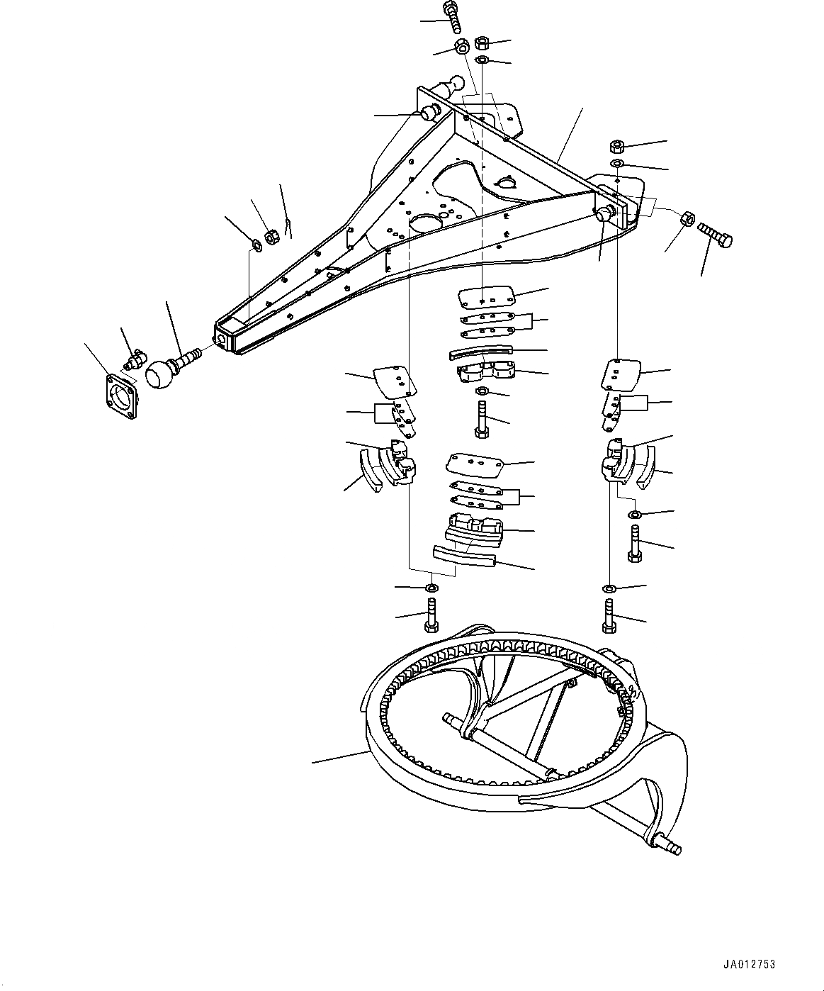 Схема запчастей Komatsu GD555-5 - СЦЕПНОЕ УСТРОЙСТВО И CIRCLE, СЦЕПНОЕ УСТРОЙСТВО CIRCLE (№-) СЦЕПНОЕ УСТРОЙСТВО И CIRCLE, С CIRCLE GUIDE SHOES