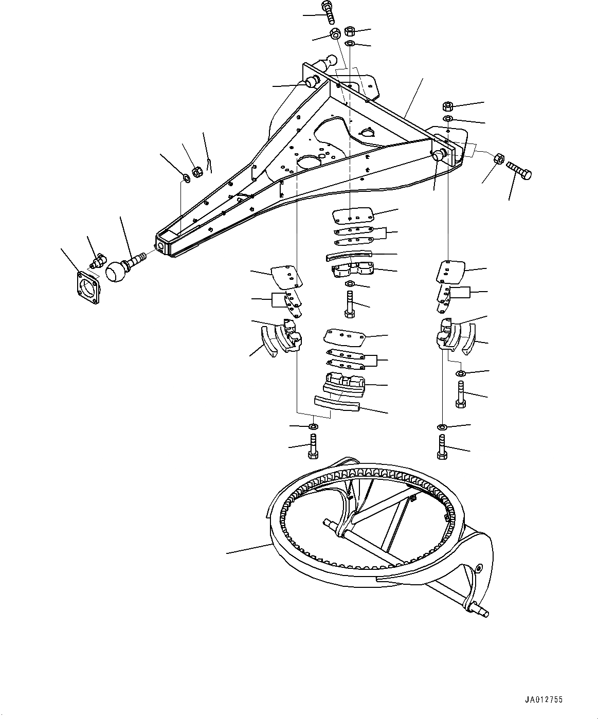 Схема запчастей Komatsu GD555-5 - СЦЕПНОЕ УСТРОЙСТВО И CIRCLE, СЦЕПНОЕ УСТРОЙСТВО CIRCLE (№-) СЦЕПНОЕ УСТРОЙСТВО И CIRCLE, С CIRCLE GUIDE SHOES, БЕЗ ОТВАЛ TIP УПРАВЛ-Е