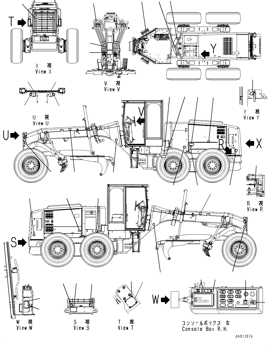 Схема запчастей Komatsu GD555-5 - МАРКИРОВКА, (/) (№-) МАРКИРОВКА, АНГЛ., PICTORIAL ТИП, ДЛЯ INDIA CMVR REGULATION ARRANGEMENT