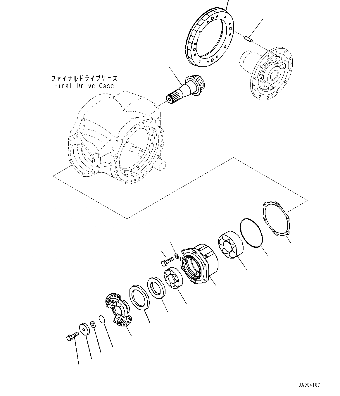 Схема запчастей Komatsu GD675-5 - ЗАДН. МОСТ, КОНЕЧНАЯ ПЕРЕДАЧА, КОНИЧЕСКАЯ ПЕРЕДАЧА (№-) ЗАДН. МОСТ, NON ДИФФЕРЕНЦ. ТИП