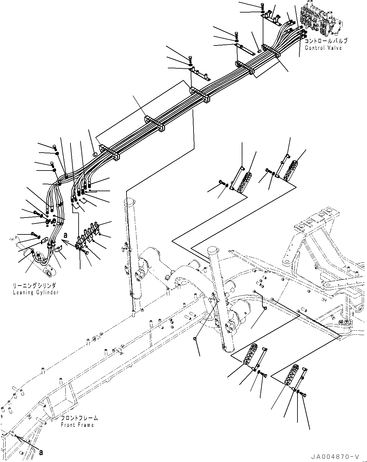 Схема запчастей Komatsu GD675-5 - ПЕРЕДН. ГИДРОЛИНИЯ, ПЕРЕДН. ТРУБЫ (№-7) ПЕРЕДН. ГИДРОЛИНИЯ, С SCARIFIER, ПЕРЕДН., -SHANKS И TOOTH