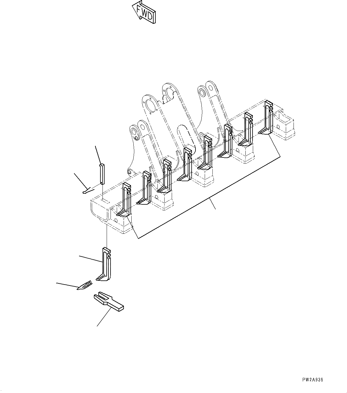Схема запчастей Komatsu GD675-5 - РЫХЛИТЕЛЬ SCARIFIER ЗУБЬЯ(№-) РЫХЛИТЕЛЬ SCARIFIER TOOTH
