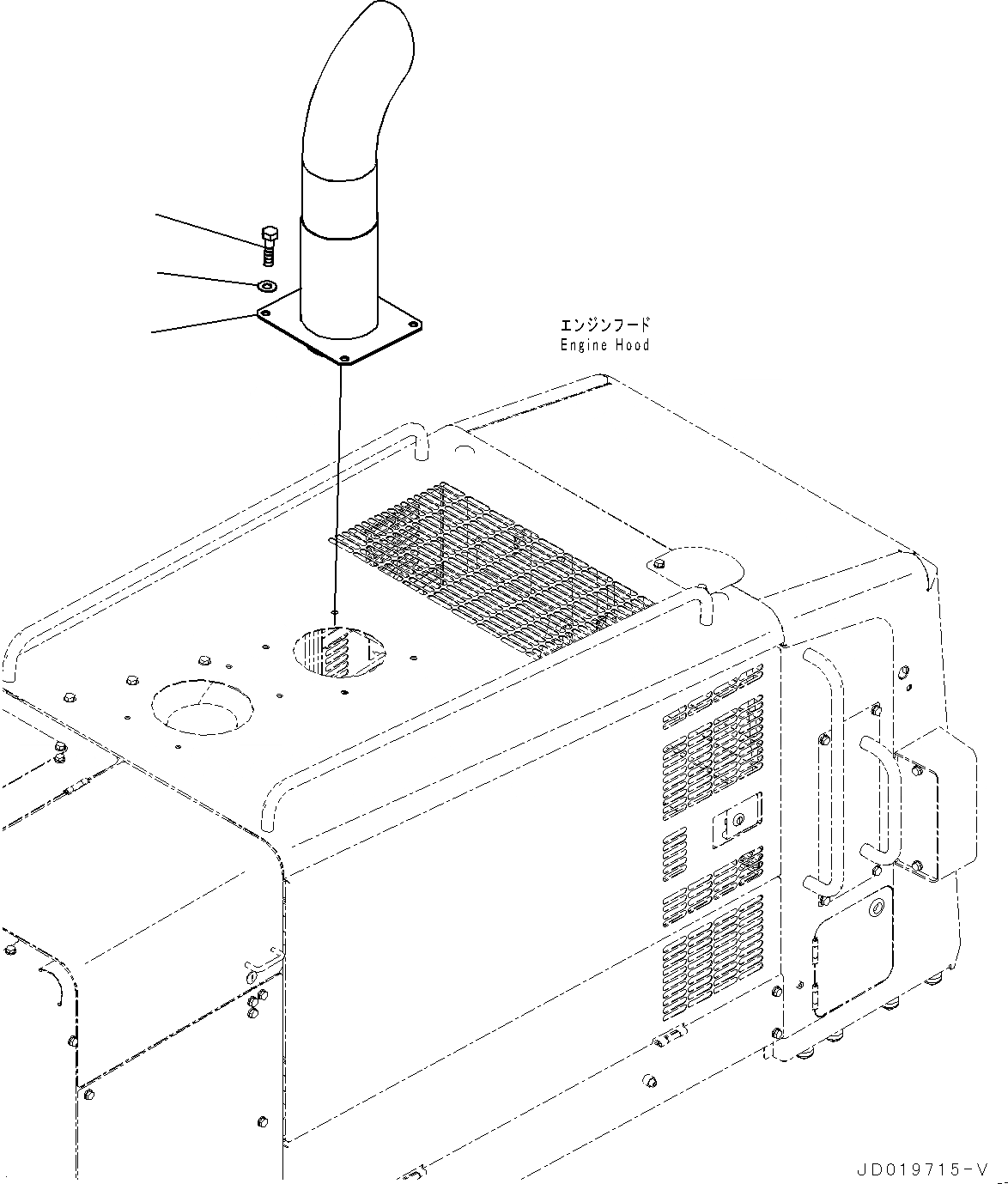 Схема запчастей Komatsu GD655-5 - ВЫХЛОПНАЯ ТРУБА (№-) ВЫХЛОПНАЯ ТРУБА