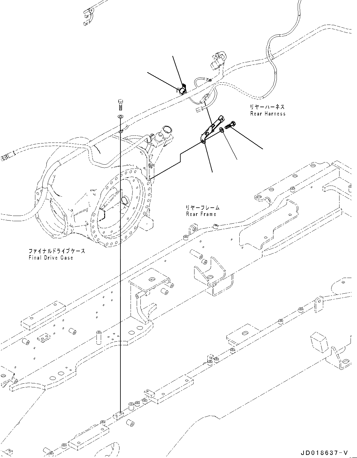 Схема запчастей Komatsu GD655-5 - ЗАДН. ПРОВОДКА, бЛОК. ДИФФЕРЕНЦИАЛА ПРОВОДКА (№-) ЗАДН. ПРОВОДКА