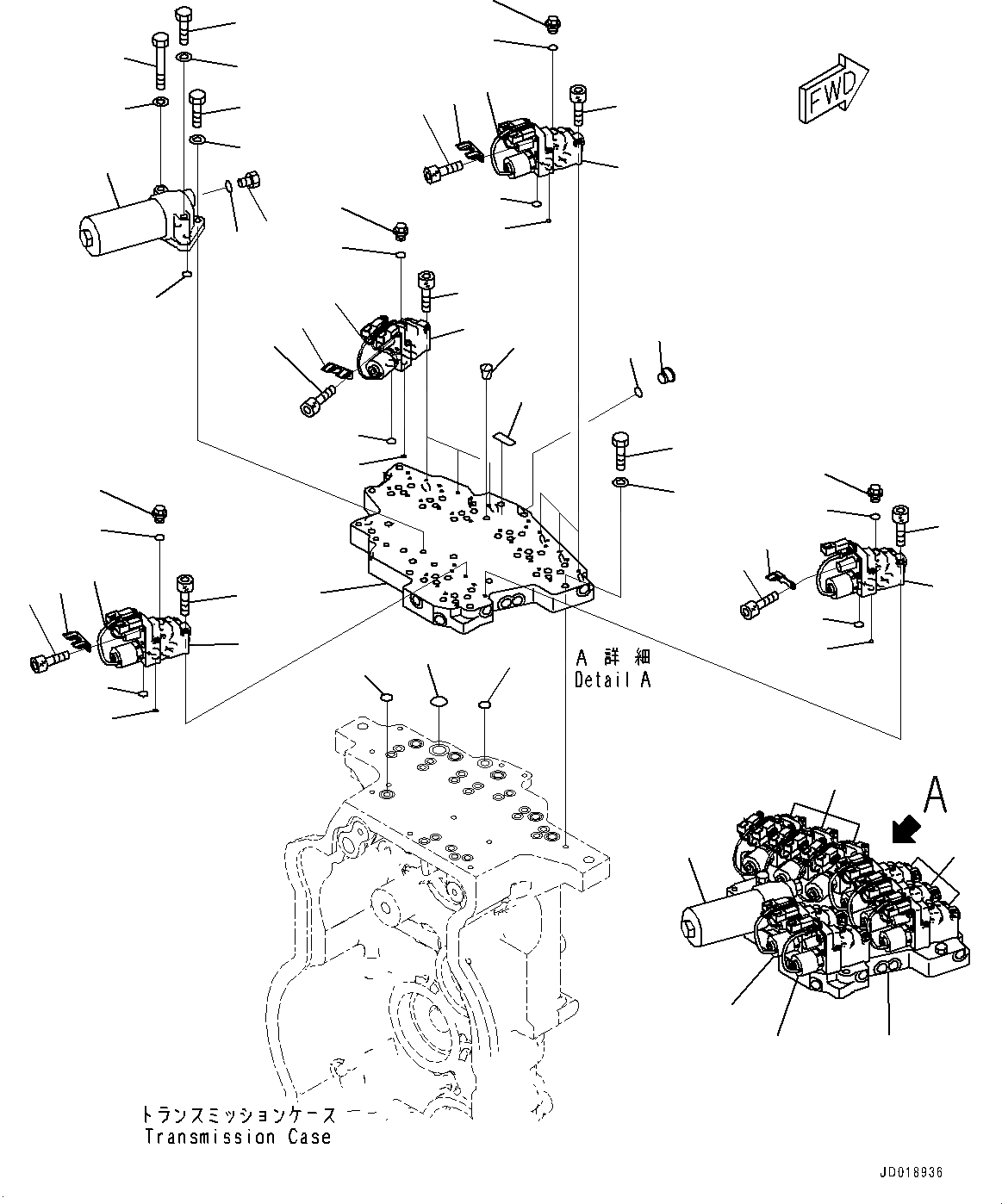 Схема запчастей Komatsu GD655-5 - ТРАНСМИССИЯ, УПРАВЛЯЮЩ. КЛАПАН (№-) ТРАНСМИССИЯ