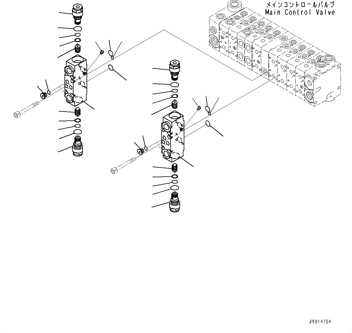 Схема запчастей Komatsu GD655-5 - УПРАВЛЯЮЩ. КЛАПАН, 9-КЛАПАН (7/) (№-) УПРАВЛЯЮЩ. КЛАПАН, С 9 СЕКЦ. КЛАПАН