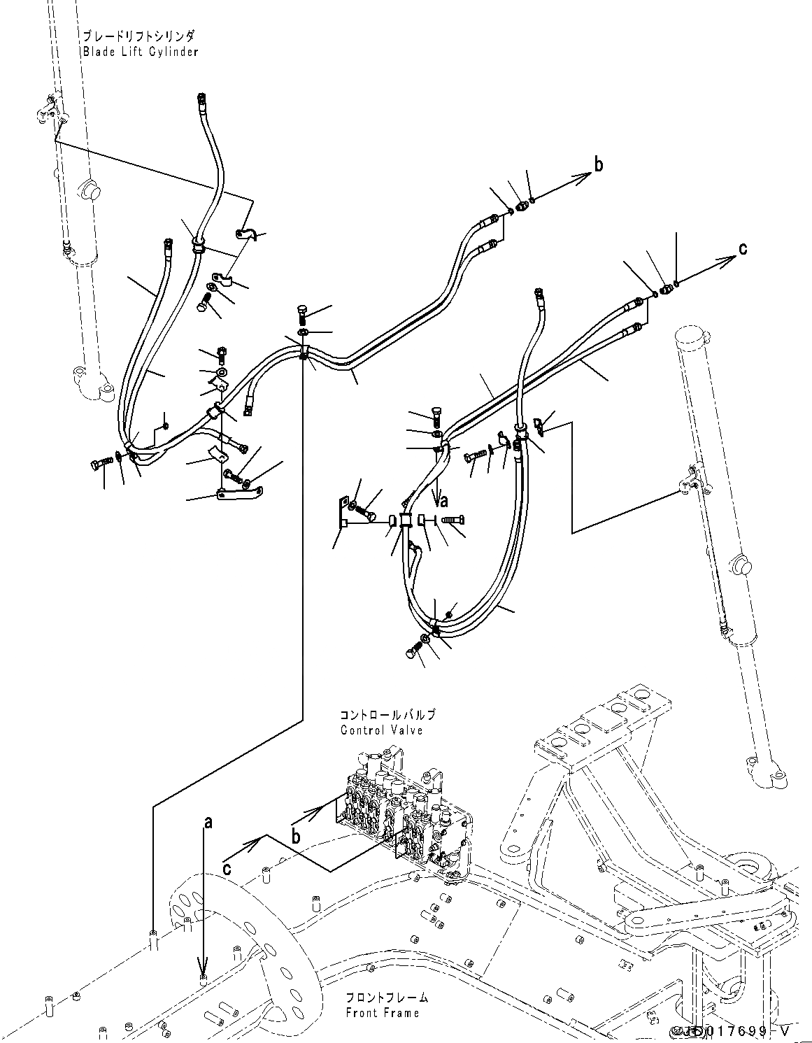 Схема запчастей Komatsu GD655-5 - ПЕРЕДН. РАМА КЛАПАН, ЦИЛИНДР ОТВАЛА ТРУБЫ (№-7) ПЕРЕДН. РАМА КЛАПАН, С ОТВАЛ АККУМУЛЯТОР
