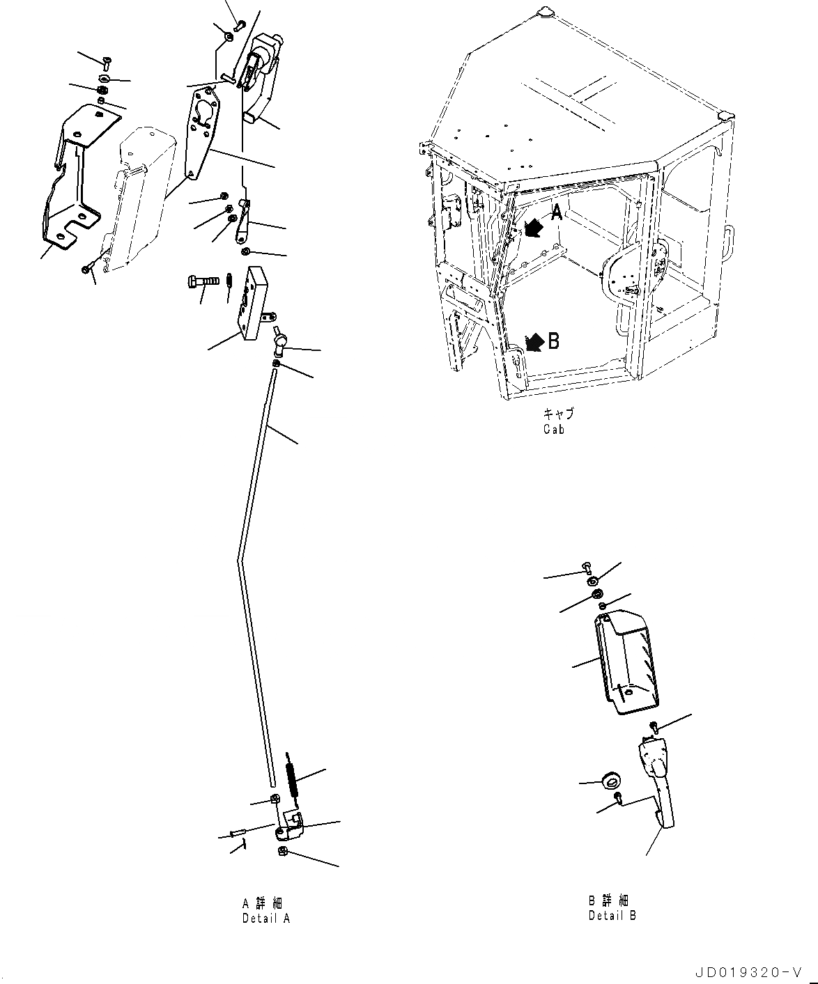 Схема запчастей Komatsu GD655-5 - КАБИНА ROPS, ЗАМОК ДВЕРИ, ЛЕВ. (№-) КАБИНА ROPS, НИЗ. HEIGHT, SLIDE ОКНА