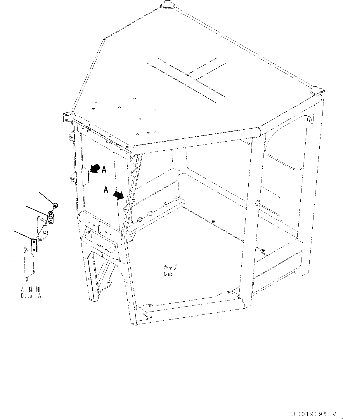 Схема запчастей Komatsu GD655-5 - КАБИНА ROPS, ЗАМОК ДВЕРИ STRIKER (№-) КАБИНА ROPS, НИЗ. HEIGHT, БЕЗ KOMTRAX