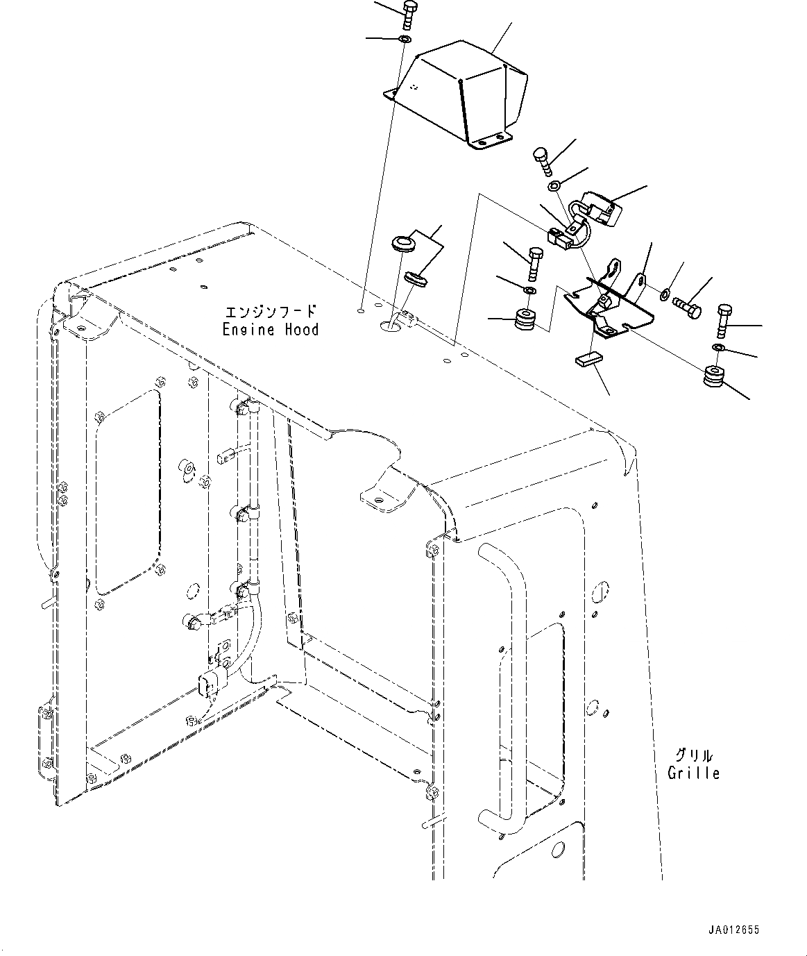 Схема запчастей Komatsu GD655-5 - КАПОТ, ЗАДН.VIEW CAMERA (№-) КАПОТ, С ЗАДН.VIEW CAMERA, НАКАЧИВАНИЕ ШИН КОМПЛЕКТ, ПРЕФИЛЬТР TURBO 