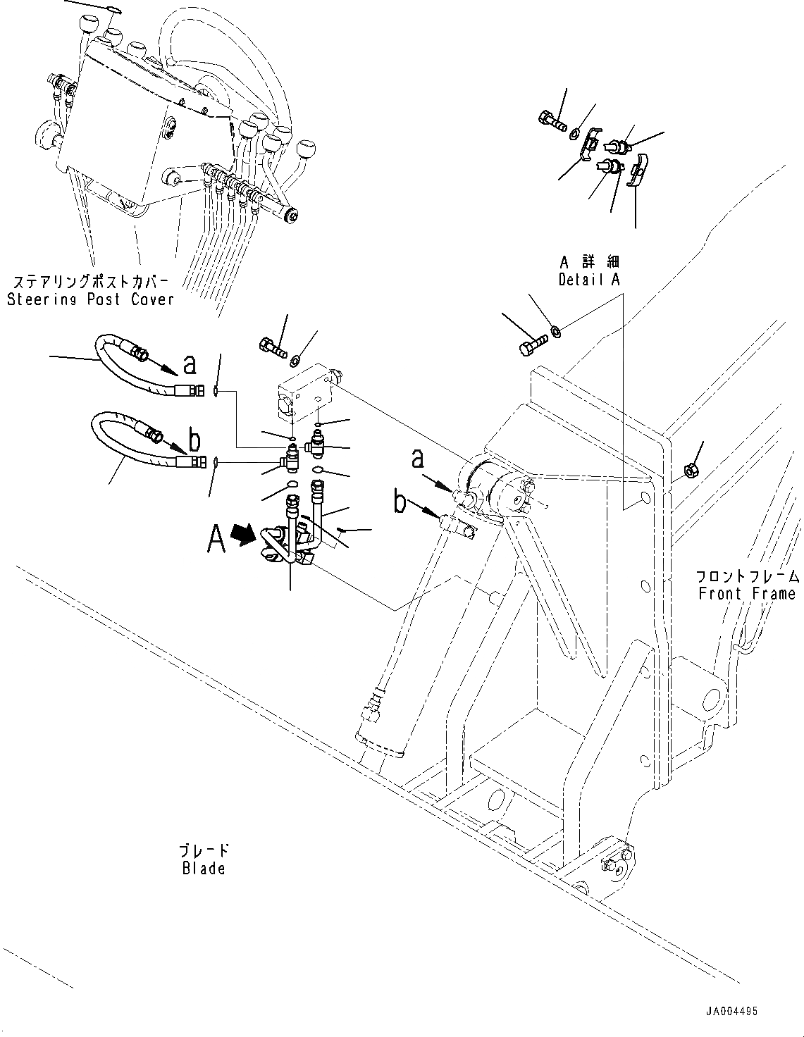 Схема запчастей Komatsu GD655-5 - ПЕРЕДН. ОТВАЛ, ТРУБЫ (№-) ПЕРЕДН. ОТВАЛ