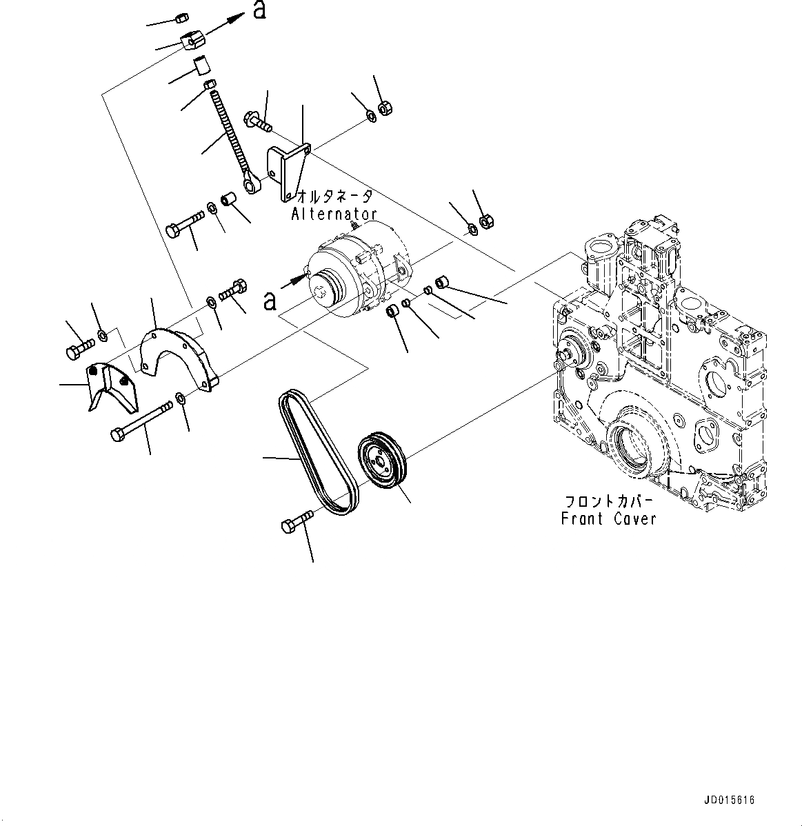 Схема запчастей Komatsu SAA6D140E-5AH - ГЕНЕРАТОР, КРЕПЛЕНИЕ (№-) ГЕНЕРАТОР, 7AMP.