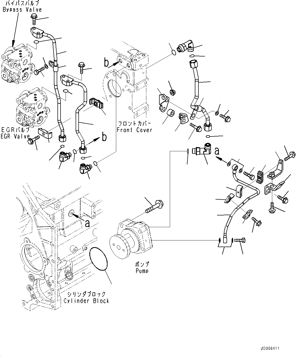 Схема запчастей Komatsu SAA6D140E-5H - ВЫПУСКН. GAS RE-CIRCULATION (EGR) КЛАПАН, EGR МАСЛ. НАСОС СМАЗКА (№78-) ВЫПУСКН. GAS RE-CIRCULATION (EGR) КЛАПАН, БЕЗ КОНДИЦ. ВОЗДУХА
