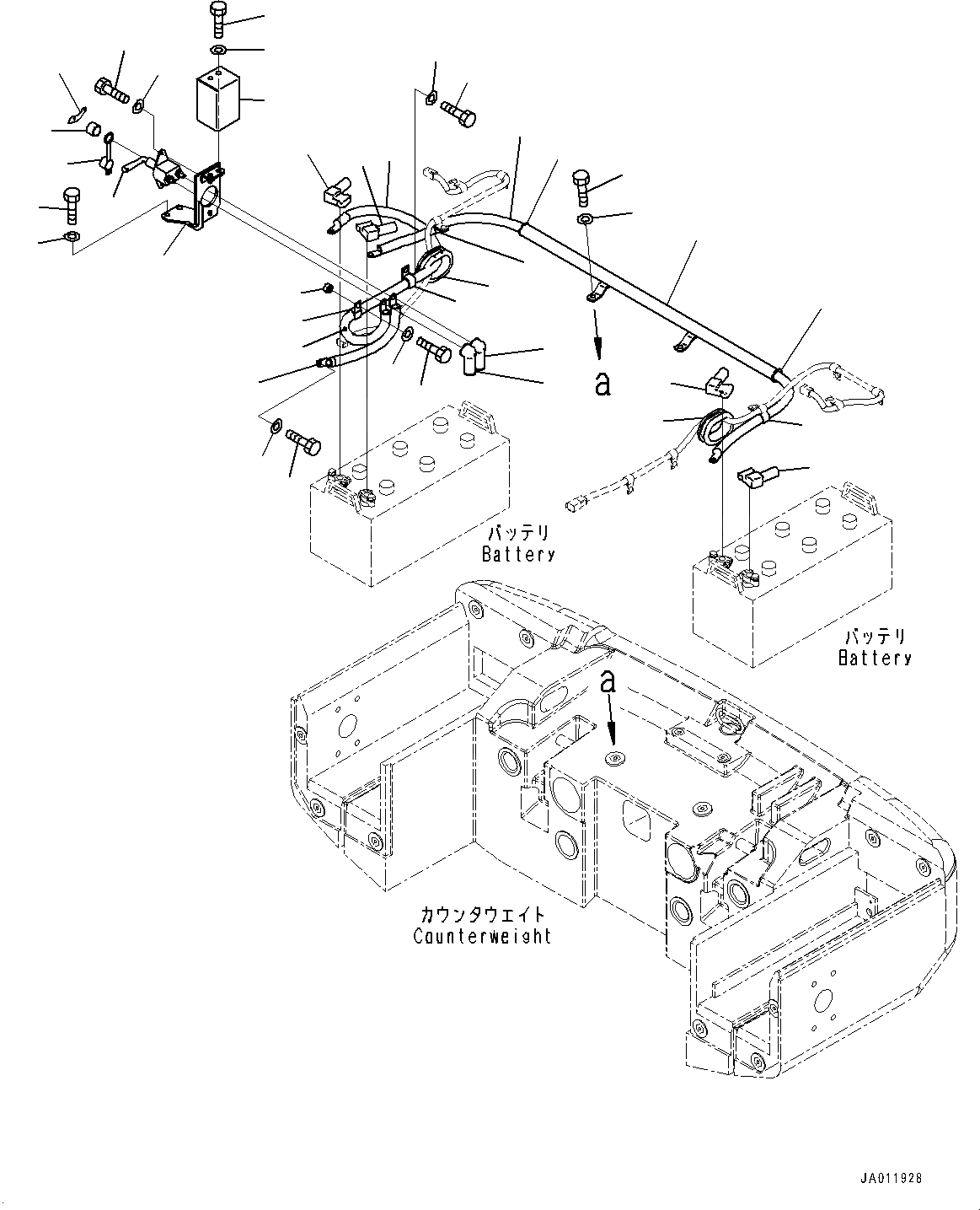 Схема запчастей Komatsu WA380-6 - АККУМУЛЯТОРН. ОТСЕК, АККУМУЛЯТОР КАБЕЛЬ (№99-) АККУМУЛЯТОРН. ОТСЕК, С АККУМУЛЯТОР DISCONNECT ПЕРЕКЛЮЧАТЕЛЬ