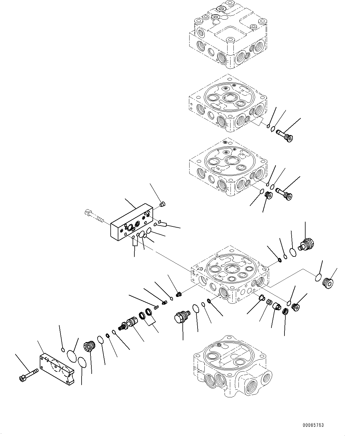 Схема запчастей Komatsu WA380-6 - ГИДРАВЛ УПРАВЛЯЮЩ. КЛАПАН, -КЛАПАН (/8) (№99-) ГИДРАВЛ УПРАВЛЯЮЩ. КЛАПАН, ДЛЯ 3-Х СЕКЦИОНН. КЛАПАН ARRANGEMENT