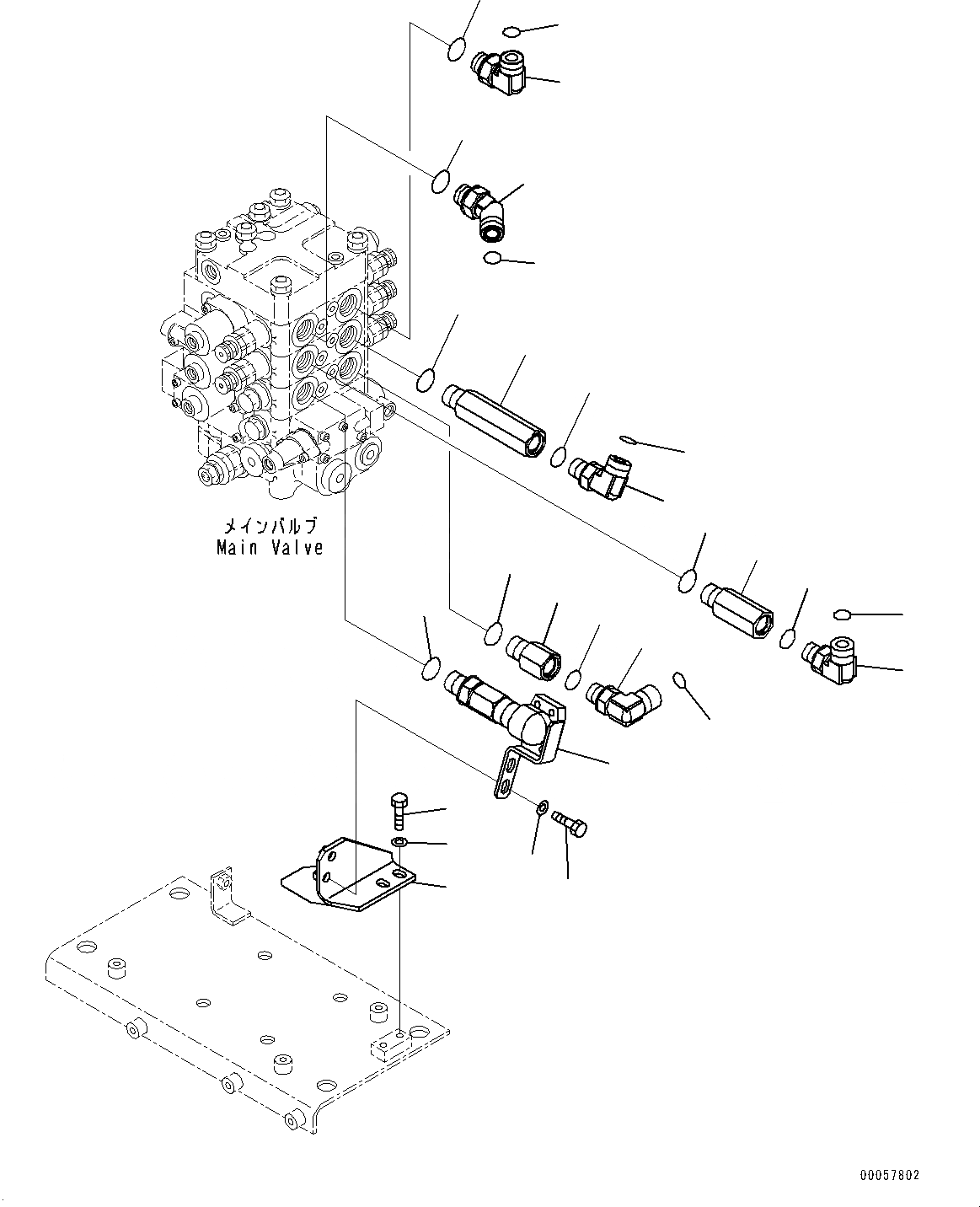 Схема запчастей Komatsu WA380-6 - ГИДРАВЛ УПРАВЛЯЮЩ. КЛАПАН, ПОДАЮЩ. ТРУБЫ (№99-) ГИДРАВЛ УПРАВЛЯЮЩ. КЛАПАН, ДЛЯ 3-Х СЕКЦИОНН. КЛАПАН ARRANGEMENT