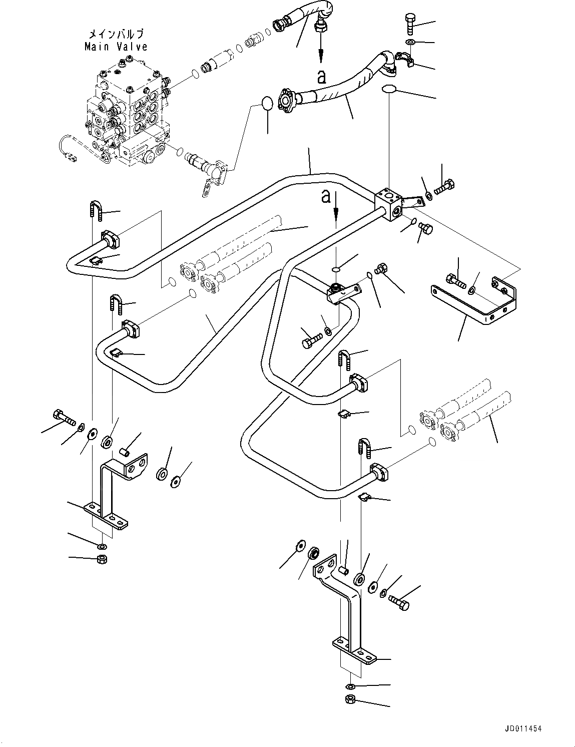 Схема запчастей Komatsu WA380-6 - ГИДРОЛИНИЯ, ГИДРОЦИЛИНДР ПОДЪЕМА ТРУБЫ (№99-) ГИДРОЛИНИЯ, С АВТОМАТИЧ.-СИСТ. СМАЗКИ СИСТЕМА, ДЛЯ 3-Х СЕКЦИОНН. КОНТРОЛЬН. КЛАПАН