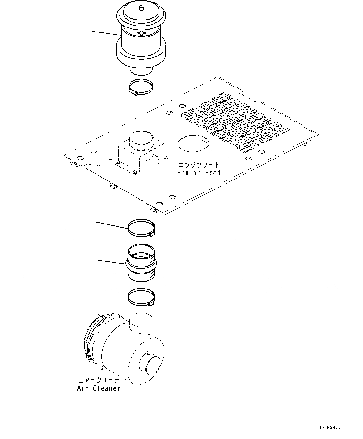 Схема запчастей Komatsu WA380-6 - КАПОТ, ВОЗДУХООЧИСТИТЕЛЬ ASSEMBLY (№99-) КАПОТ, С ПРЕФИЛЬТР TURBO 