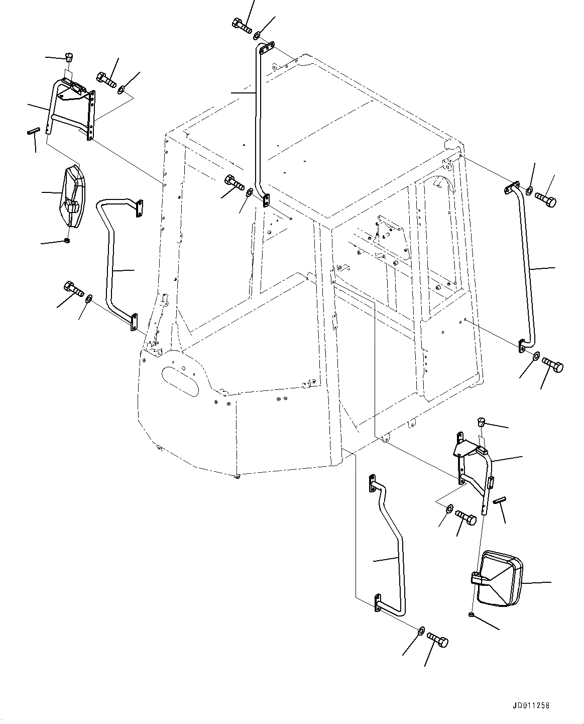 Схема запчастей Komatsu WA380-6 - ЗАДН.VIEW MIRROR, ЗЕРКАЛАAND ПОРУЧНИ(№99-) ЗАДН.VIEW MIRROR, ДЛЯ НАВЕСА