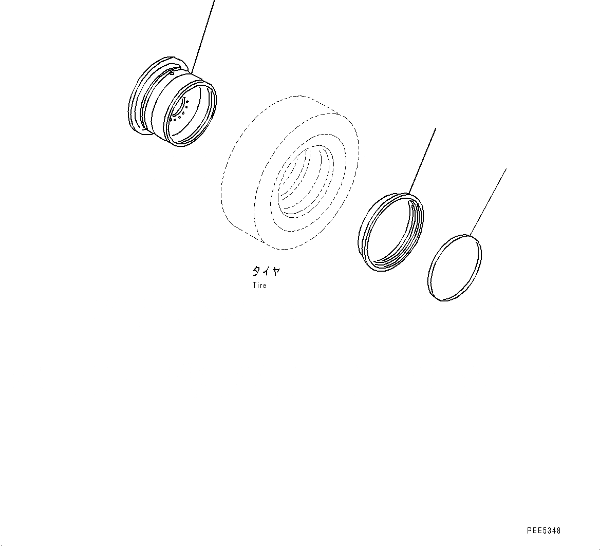 Схема запчастей Komatsu WA380-6 - ОБОД КОЛЕСА (№99-) ОБОД КОЛЕСА, ДЛЯ .- TIER SIZE, ТРУБКА LESS