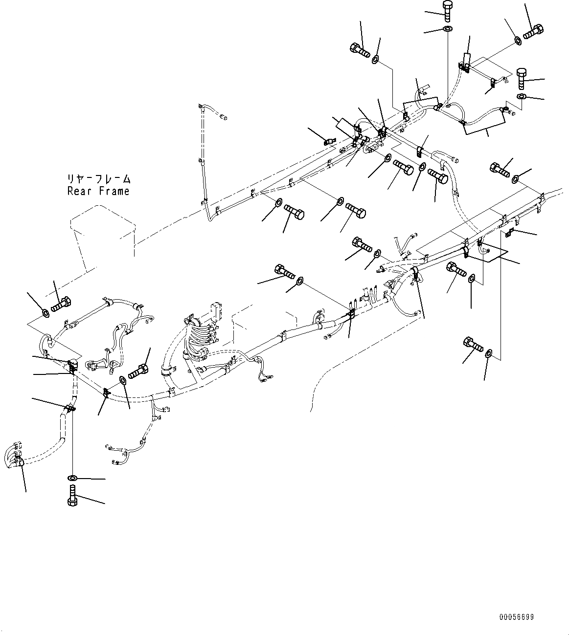 Схема запчастей Komatsu WA380-6 - ЗАДН. ПРОВОДКА, С AMP. ГЕНЕРАТОР, ЭЛЕМЕНТЫ КРЕПЛЕНИЯ (/) (№99-) ЗАДН. ПРОВОДКА, С AMP. ГЕНЕРАТОР