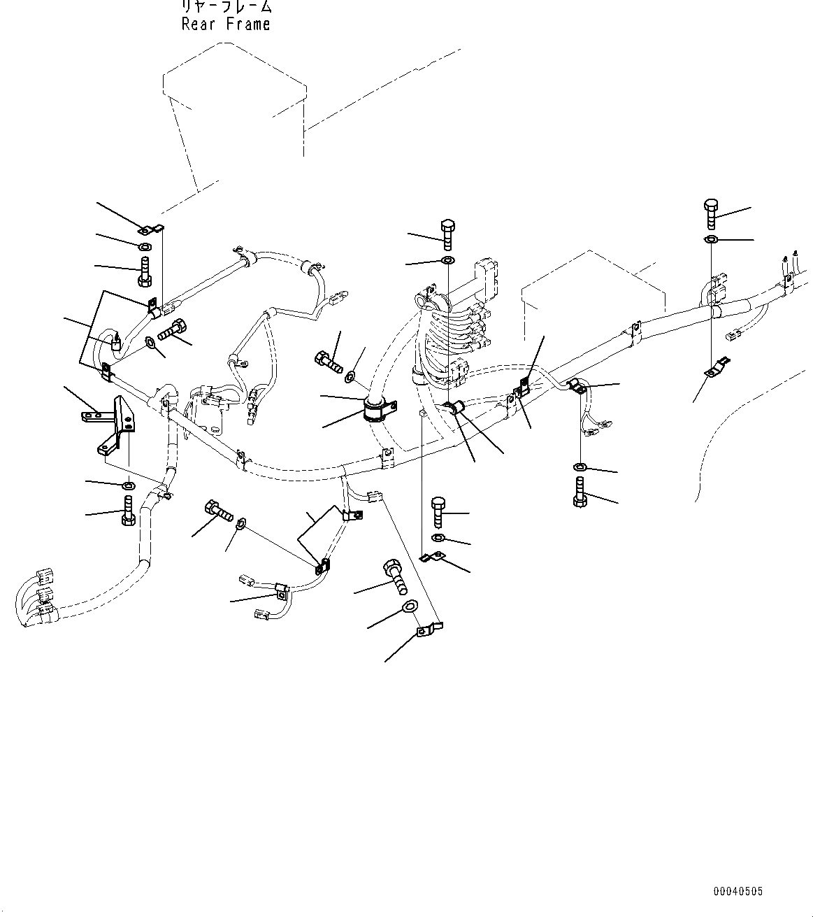 Схема запчастей Komatsu WA380-6 - ЗАДН. ПРОВОДКА, С AMP. ГЕНЕРАТОР, ЭЛЕМЕНТЫ КРЕПЛЕНИЯ (/) (№99-) ЗАДН. ПРОВОДКА, С AMP. ГЕНЕРАТОР