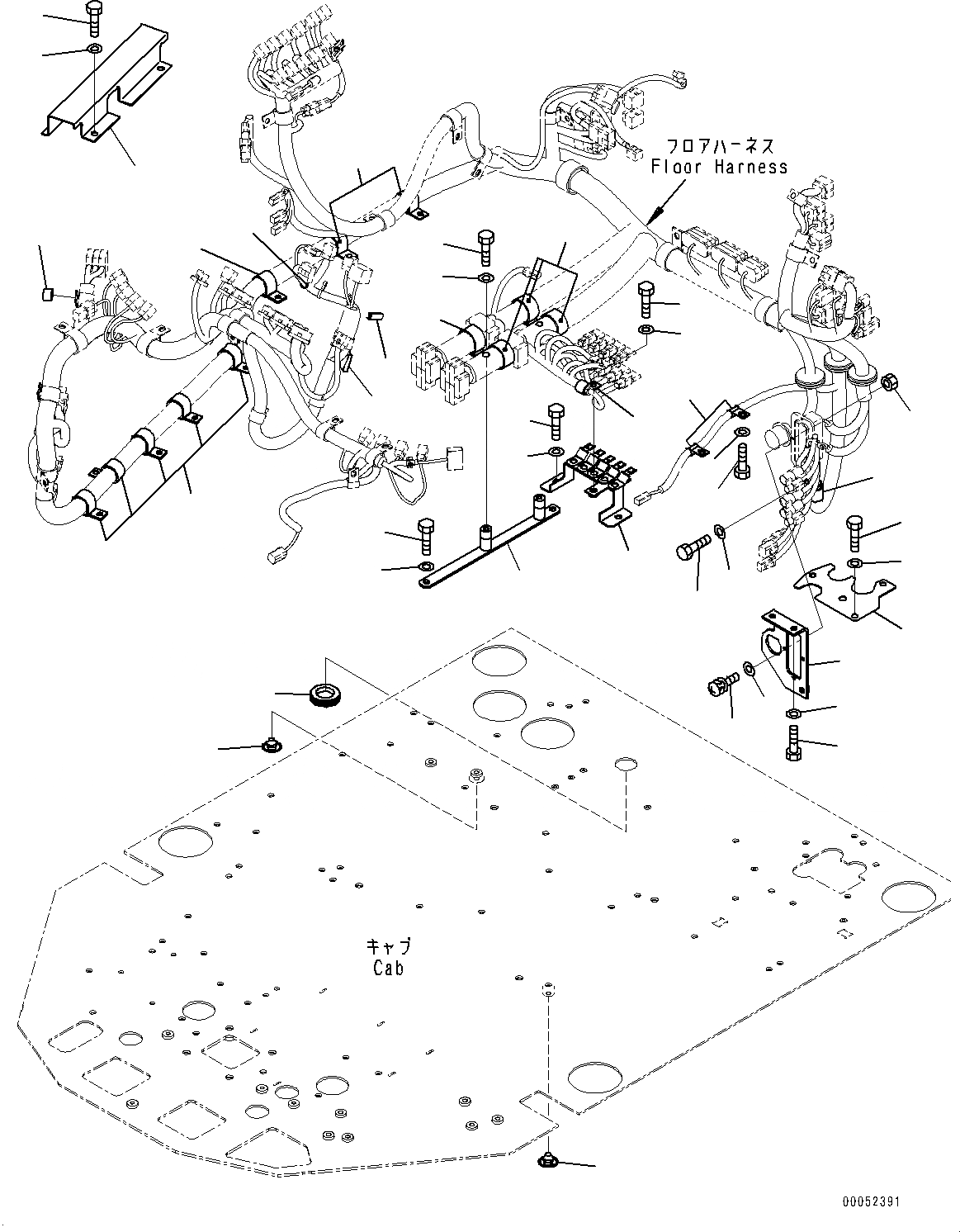 Схема запчастей Komatsu WA380-6 - КАБИНА ROPS, MONOCOQUE ТИП, ПОЛ, ПРОВОДКА (/) (№99-) КАБИНА ROPS, MONOCOQUE ТИП