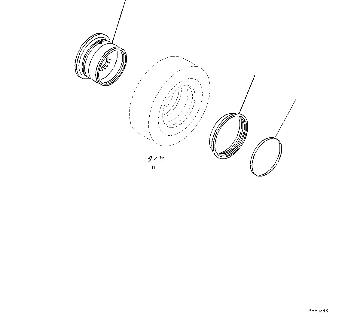 Схема запчастей Komatsu WA380-6 - ОБОД КОЛЕСА (№99-) ОБОД КОЛЕСА, ДЛЯ .- TIER SIZE, ТРУБКА LESS