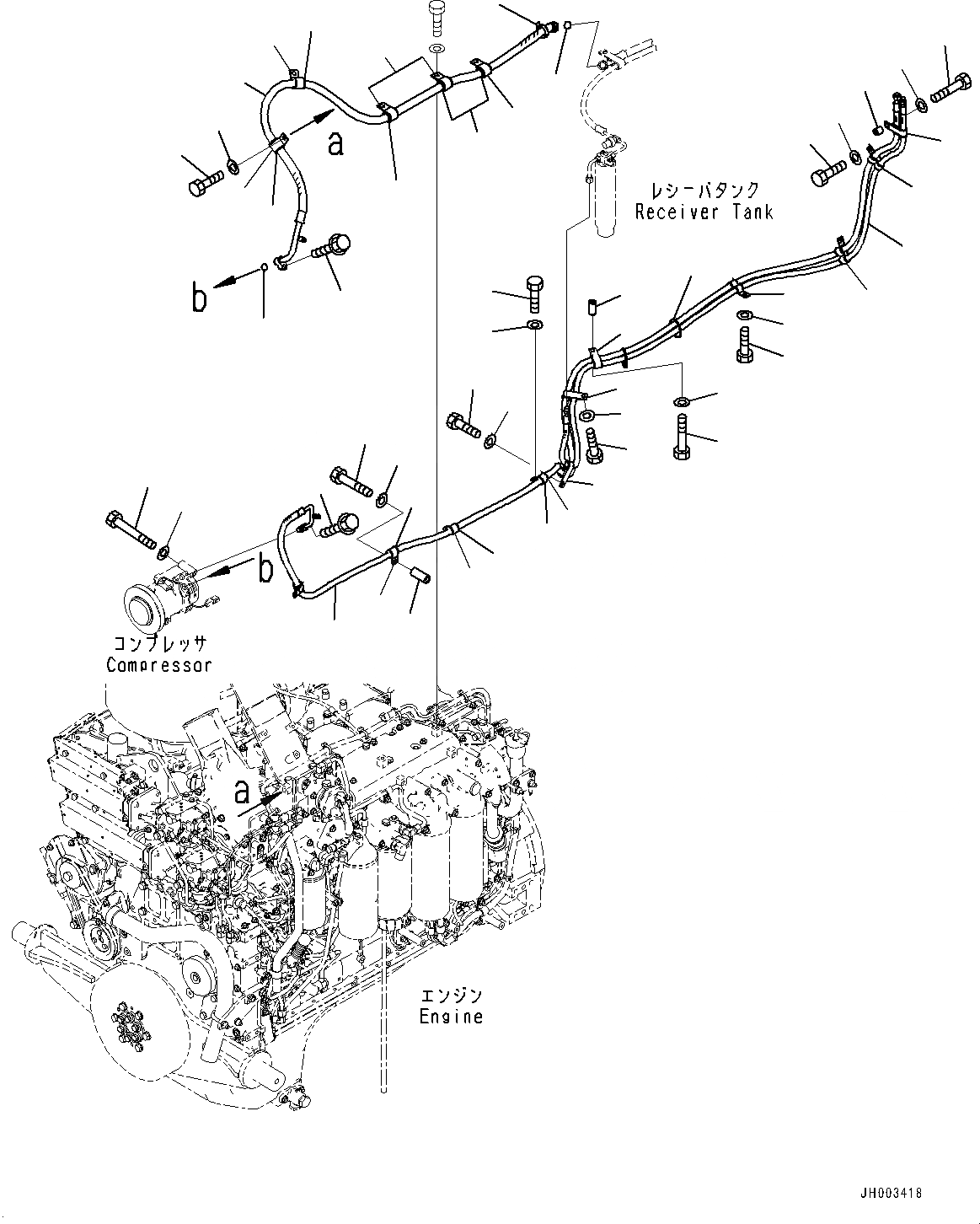 Схема запчастей Komatsu D155AX-6 - КОМПРЕССОР, ШЛАНГИ (№88-) КОМПРЕССОР, LANDFILL СПЕЦ-ЯIFICATION