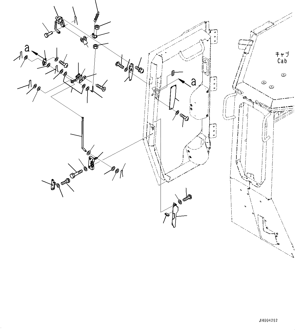 Схема запчастей Komatsu D155AX-6 - КАБИНА, ЗАМОК ДВЕРИ, ПРАВ. (№89-) КАБИНА, С AM-FM STEREO РАДИО, CASSETTE, ЕСКАНАТ, ASIA