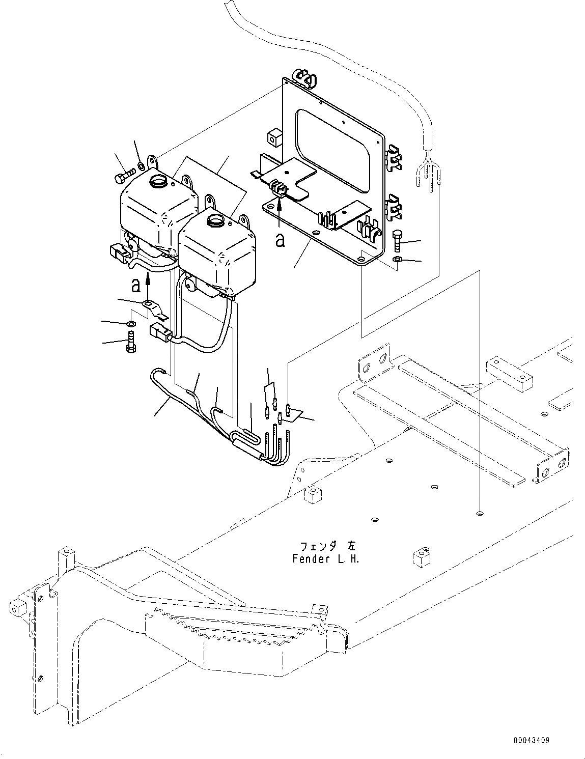 Схема запчастей Komatsu D155AX-6 - КРЫЛО, ОМЫВАТЕЛЬ СТЕКЛА БАК (№88-8) КРЫЛО, С СТАНДАРТН. BATTERIES