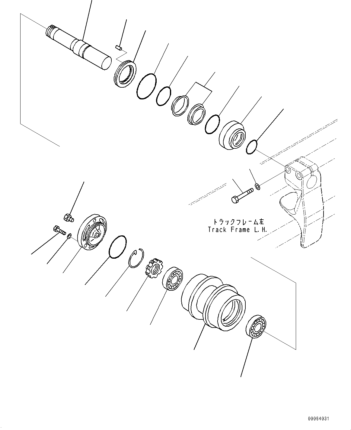 Схема запчастей Komatsu D155AX-6 - ГУСЕНИЧНАЯ РАМА, ПОДДЕРЖИВАЮЩИЙ КАТОК, ЛЕВ. (№8-) ГУСЕНИЧНАЯ РАМА, SEGMENTED ПОЛН. ЗАЩИТА ОПОРНЫХ КАТКОВ, УСИЛ.ENED ТИП
