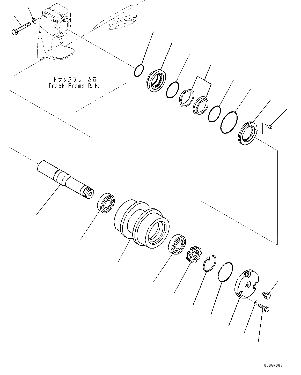 Схема запчастей Komatsu D155AX-6 - ГУСЕНИЧНАЯ РАМА, ПОДДЕРЖИВАЮЩИЙ КАТОК, ПРАВ. (№88-8) ГУСЕНИЧНАЯ РАМА, SEGMENTED ПОЛН. ЗАЩИТА ОПОРНЫХ КАТКОВ, УСИЛ.ENED ТИП
