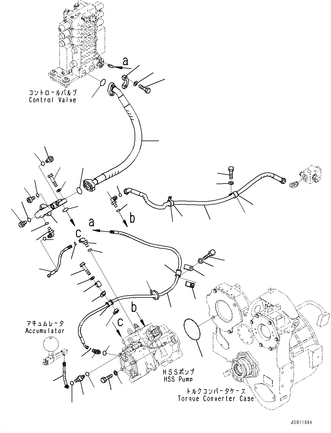 Схема запчастей Komatsu D155AX-6 - СИЛОВАЯ ПЕРЕДАЧА ГИДРАВЛ МАСЛОПРОВОДЯЩАЯ ЛИНИЯ, HSS НАСОС ТРУБЫ (№88-) СИЛОВАЯ ПЕРЕДАЧА ГИДРАВЛ МАСЛОПРОВОДЯЩАЯ ЛИНИЯ, ДЛЯ СКРЕППЕРА